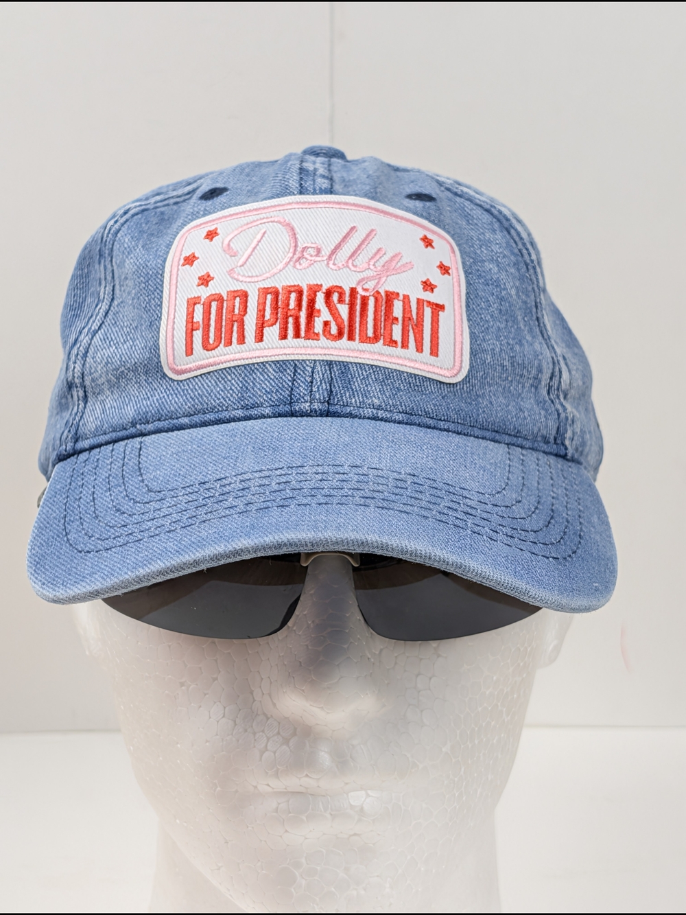DOLLY For PRESIDENT, Light Blue Denim Cap, Adjustable - OSFM